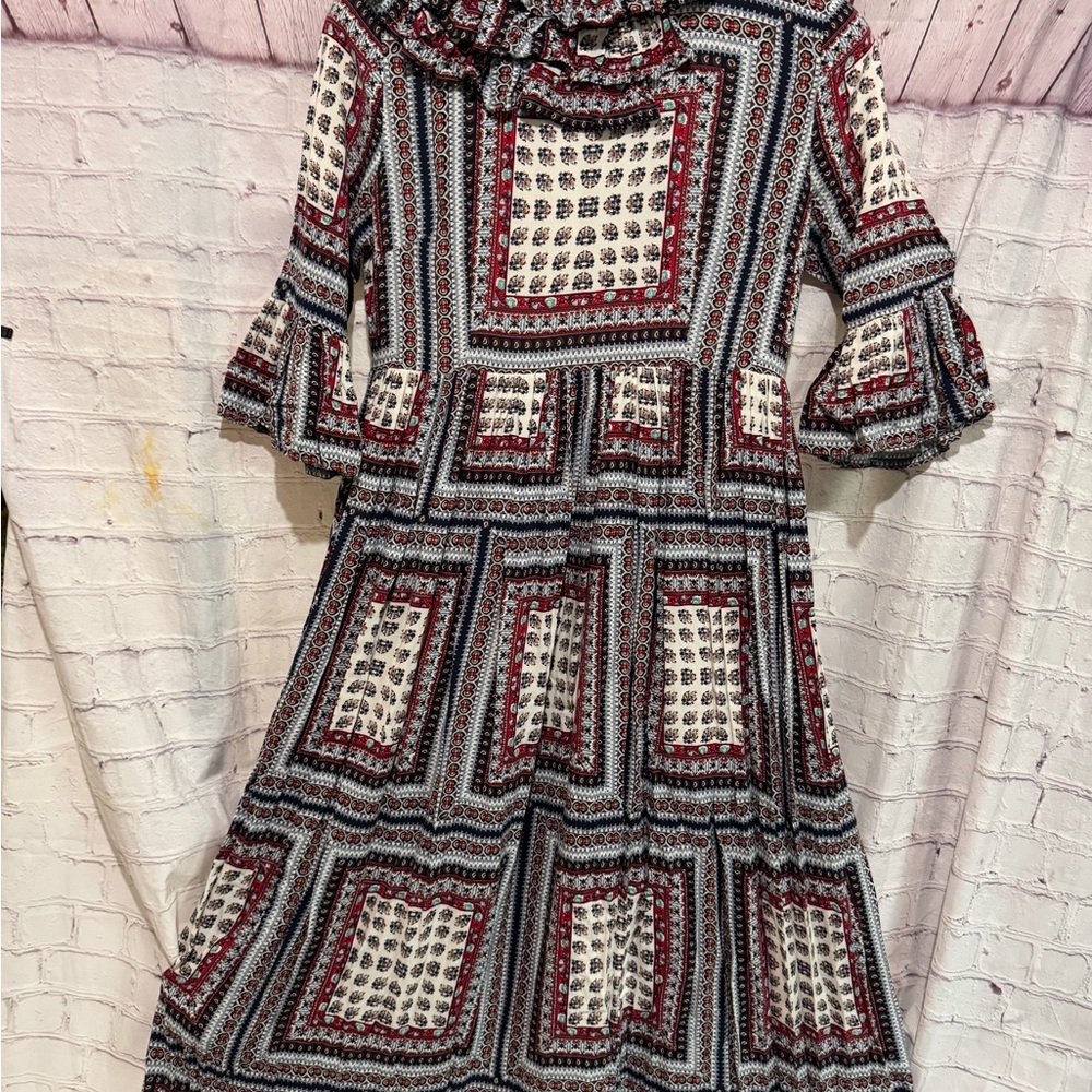Dainty Jewells Large Vintage 3/4 sleeves Printed Maxi Dress stunning dress - Picture 4 of 10